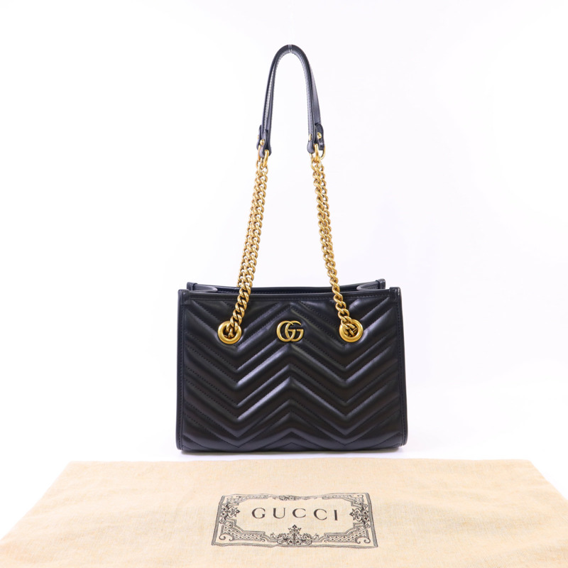 GUCCI 牛皮皮革GG Marmont Small Totel金扣鏈帶肩背袋-15