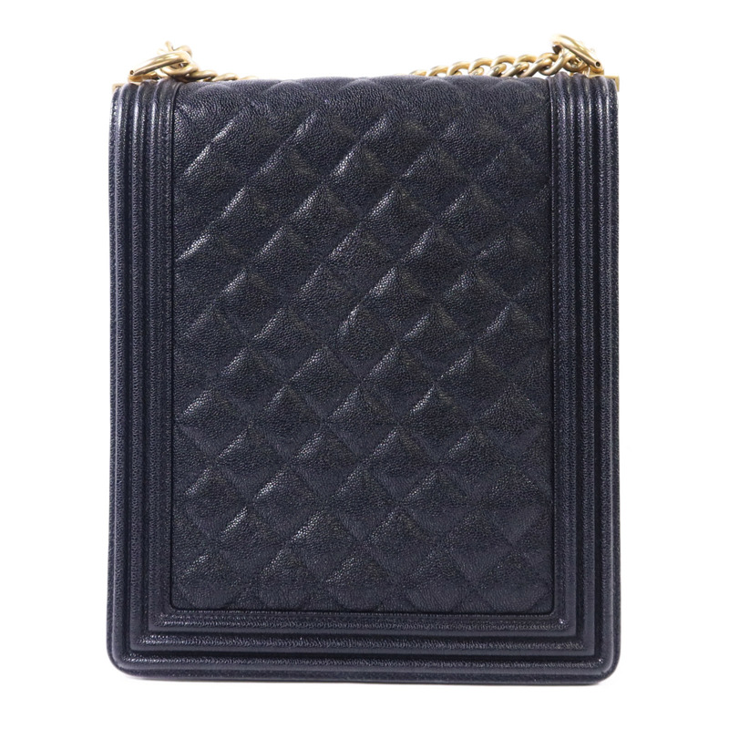 CHANEL 牛皮皮革Boy金扣鏈帶肩背袋-1