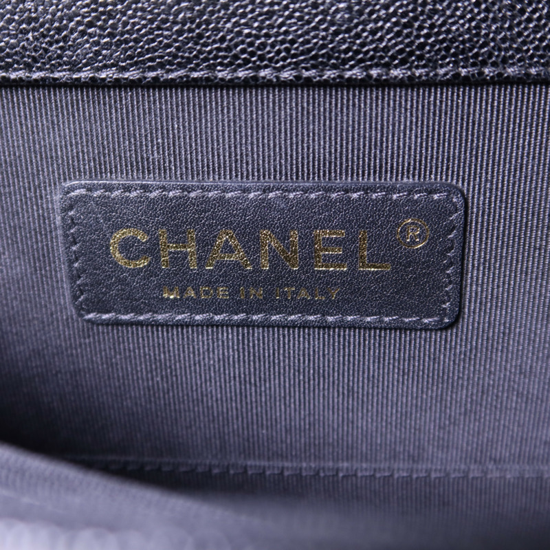 CHANEL 牛皮皮革Boy金扣鏈帶肩背袋-7
