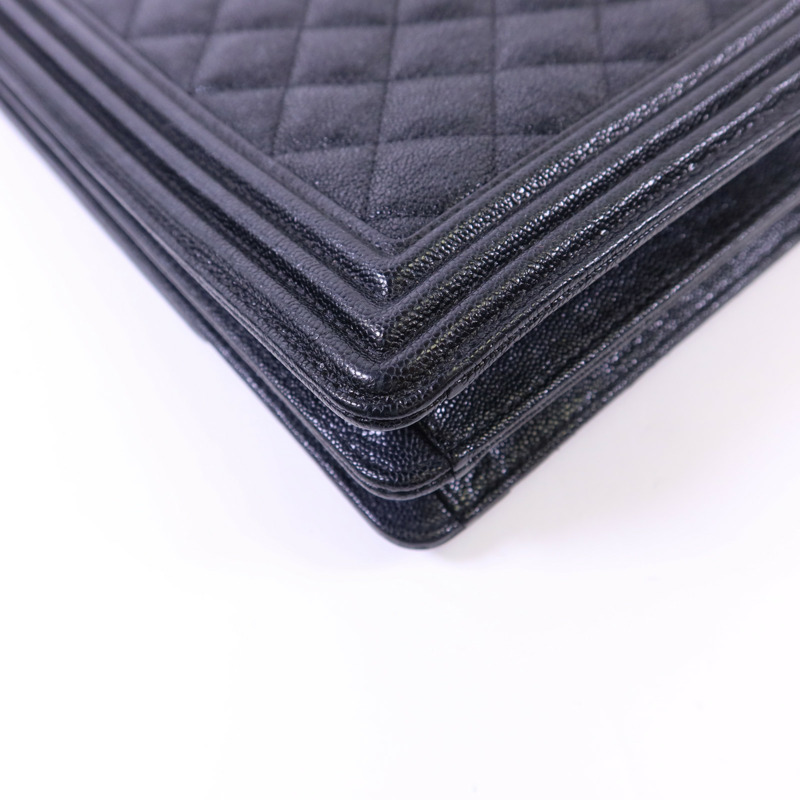 CHANEL 牛皮皮革Boy金扣鏈帶肩背袋-13