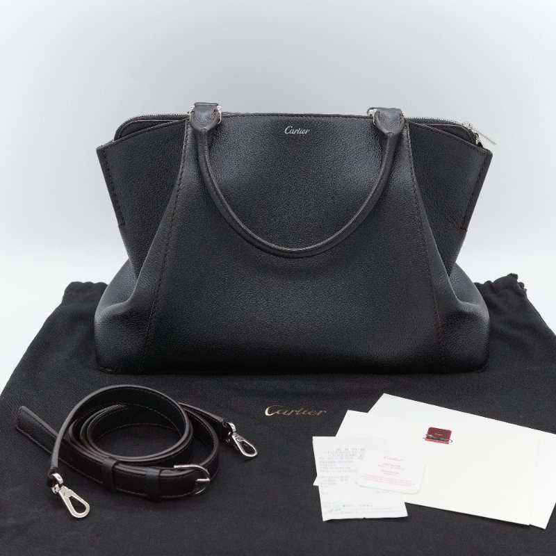 Cartier 卡地亞 C de Cartier 黑色 牛皮 肩背包 托特包-0