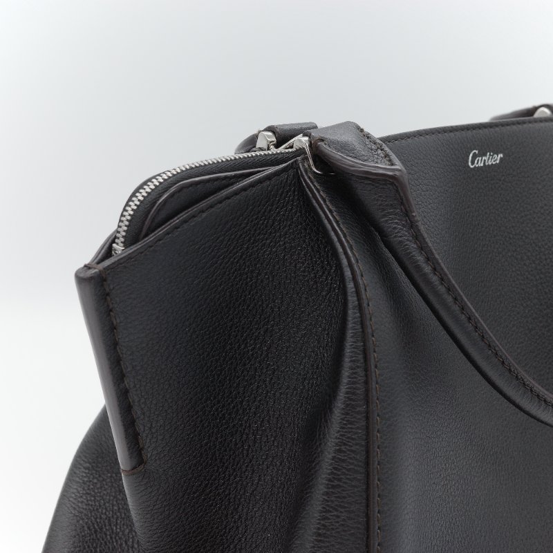 Cartier 卡地亞 C de Cartier 黑色 牛皮 肩背包 托特包-11