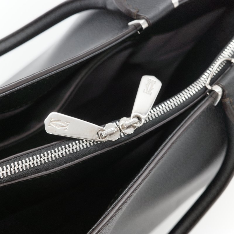 Cartier 卡地亞 C de Cartier 黑色 牛皮 肩背包 托特包-17