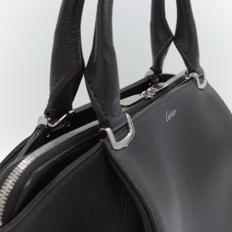 Cartier 卡地亞 C de Cartier 黑色 牛皮 肩背包 托特包-26