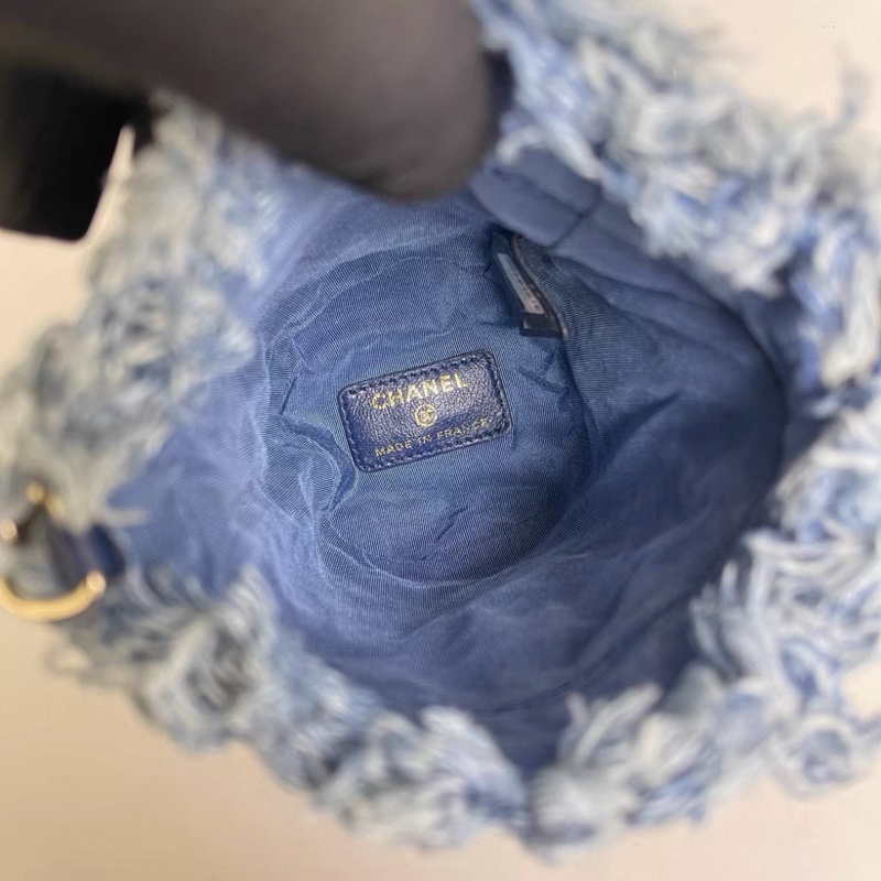 Chanel香奈兒 丹寧塗鴉迷你鏈條水桶包-6
