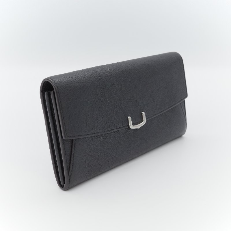 Cartier卡地亞 C de Cartier黑色 牛皮 長款翻蓋錢包-2