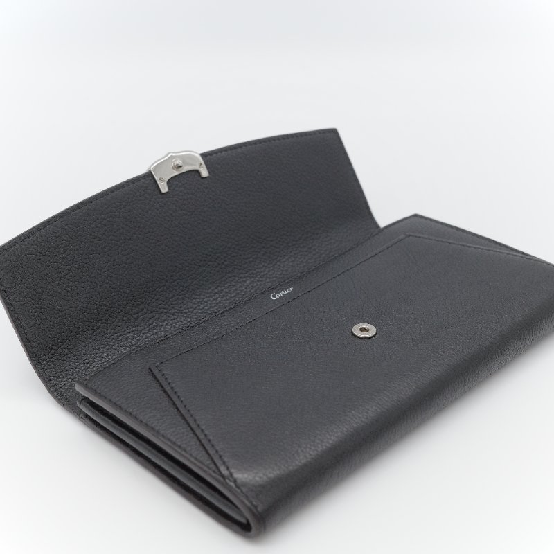 Cartier卡地亞 C de Cartier黑色 牛皮 長款翻蓋錢包-5