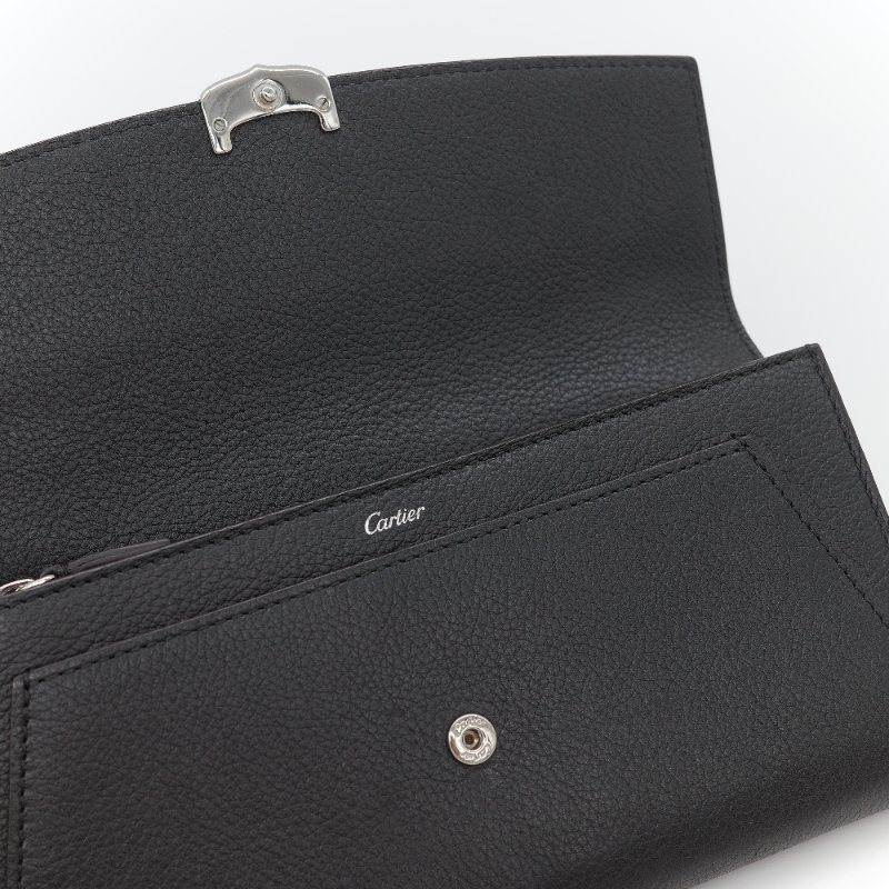 Cartier卡地亞 C de Cartier黑色 牛皮 長款翻蓋錢包-6