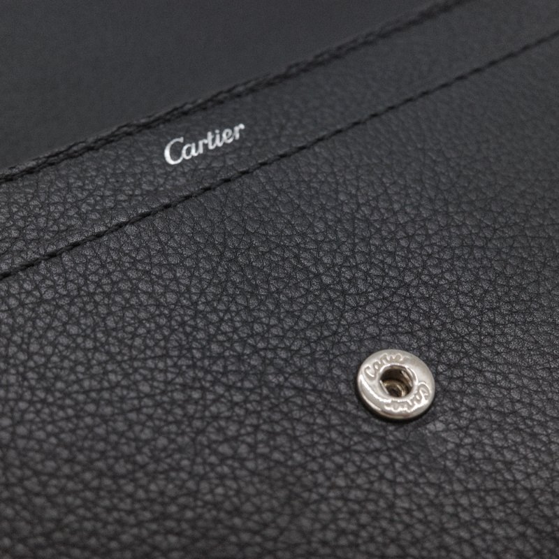 Cartier卡地亞 C de Cartier黑色 牛皮 長款翻蓋錢包-7