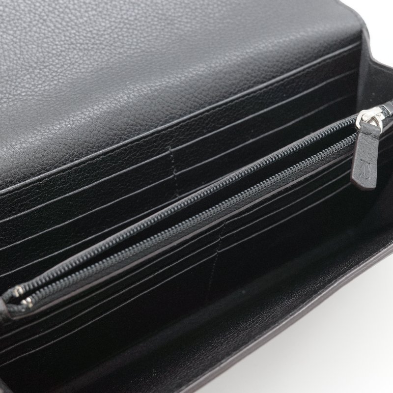 Cartier卡地亞 C de Cartier黑色 牛皮 長款翻蓋錢包-8