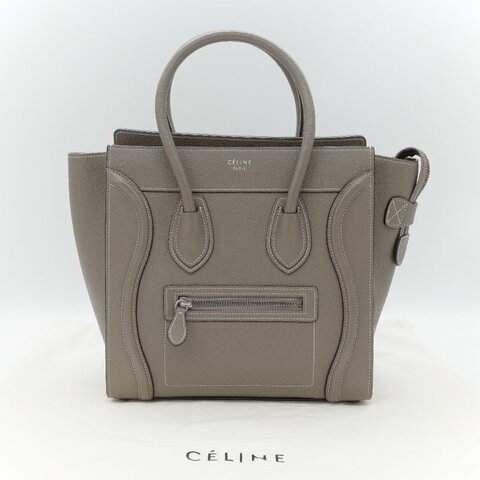 Celinen 思琳 Micro Luggage 暖灰色 粒面小牛皮 手提包 斜背包 肩背包