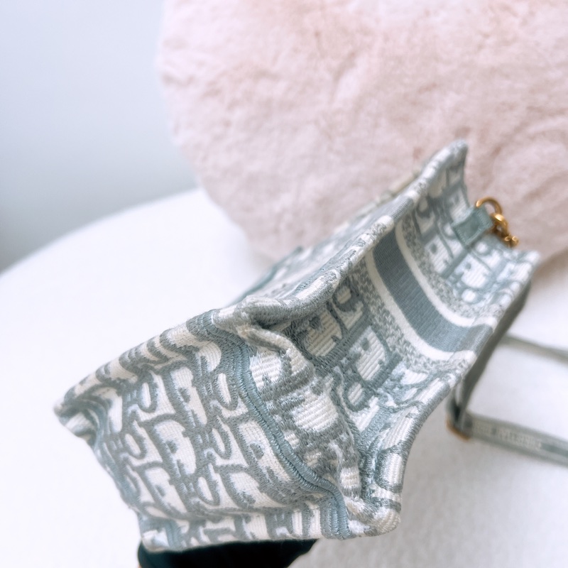 Dior book mini 灰色老花竪式托特包/風琴斜挎包-3