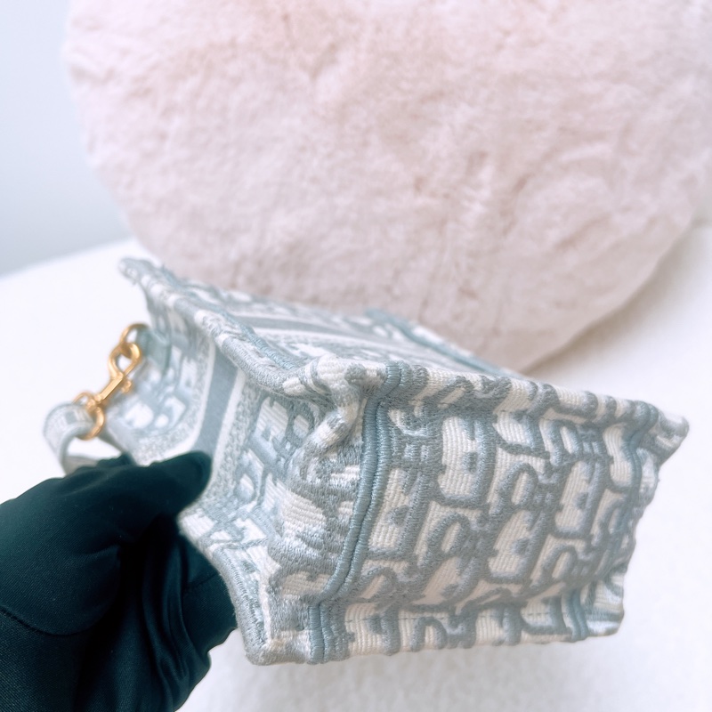 Dior book mini 灰色老花竪式托特包/風琴斜挎包-6