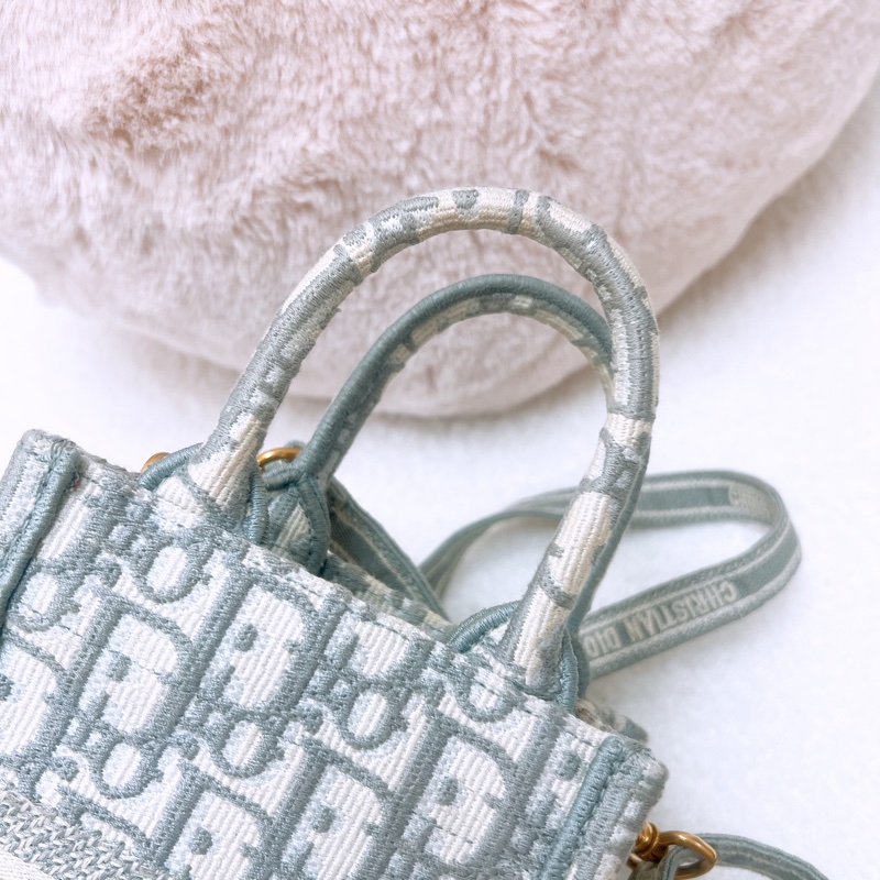 Dior book mini 灰色老花竪式托特包/風琴斜挎包-9