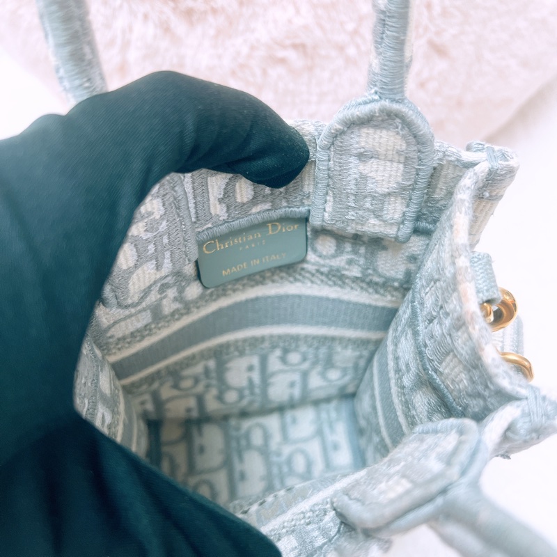 Dior book mini 灰色老花竪式托特包/風琴斜挎包-12