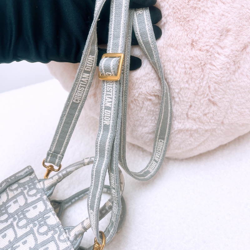 Dior book mini 灰色老花竪式托特包/風琴斜挎包-13