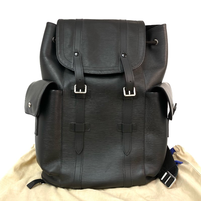 △ Louis Vuitton 路易威登 Black Epi Leather Christopher PM Backpack M50159 黑色水波紋皮革背包 - 257028593-0