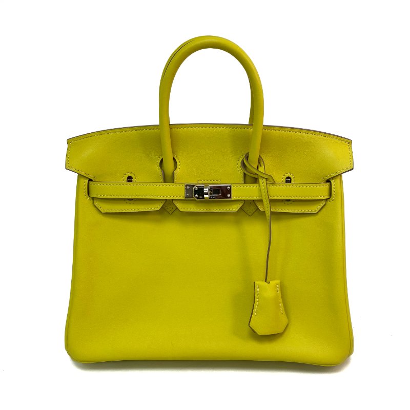 △ Hermes 愛馬仕 9R Lime Swift Calfskin Palladium Plated Metal Birkin 25 Hand Bag Stamp Y 檸檬黃色滑面小牛皮鍍鈀金屬手袋Y刻 - 257028935-1