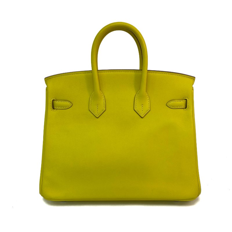 △ Hermes 愛馬仕 9R Lime Swift Calfskin Palladium Plated Metal Birkin 25 Hand Bag Stamp Y 檸檬黃色滑面小牛皮鍍鈀金屬手袋Y刻 - 257028935-2
