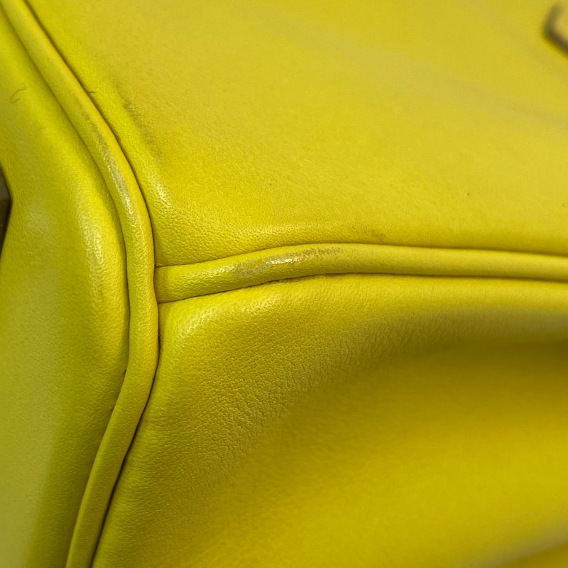 △ Hermes 愛馬仕 9R Lime Swift Calfskin Palladium Plated Metal Birkin 25 Hand Bag Stamp Y 檸檬黃色滑面小牛皮鍍鈀金屬手袋Y刻 - 257028935-9