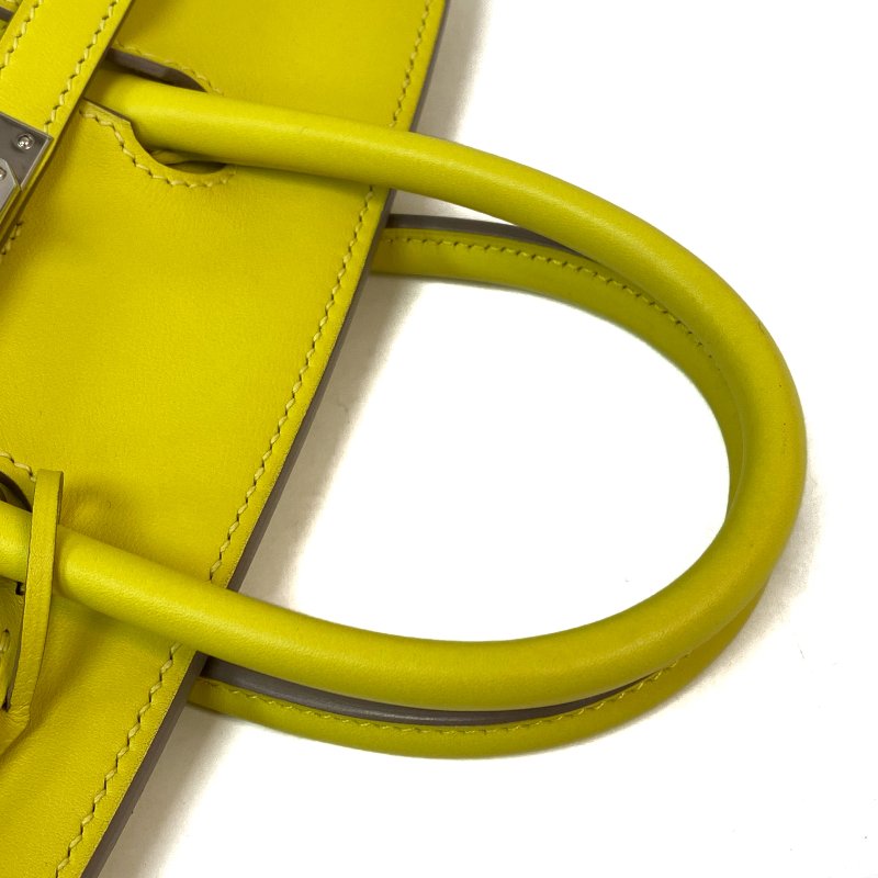 △ Hermes 愛馬仕 9R Lime Swift Calfskin Palladium Plated Metal Birkin 25 Hand Bag Stamp Y 檸檬黃色滑面小牛皮鍍鈀金屬手袋Y刻 - 257028935-11