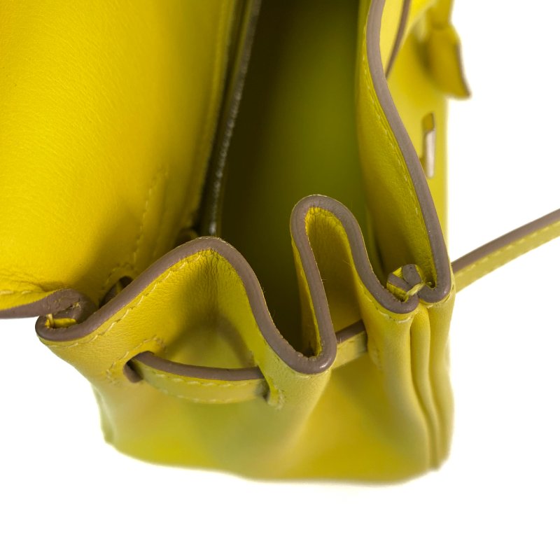 △ Hermes 愛馬仕 9R Lime Swift Calfskin Palladium Plated Metal Birkin 25 Hand Bag Stamp Y 檸檬黃色滑面小牛皮鍍鈀金屬手袋Y刻 - 257028935-18