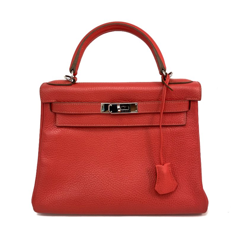 △ Hermes 愛馬仕 T5 Rose Jaipur Clemence Calfskin Palladium Plated Metal Kelly 28 2 Way Bag Stamp [Q] 玫瑰粉紅色粒紋小牛皮鍍鈀金屬兩用袋[Q]刻 - 257028936-1