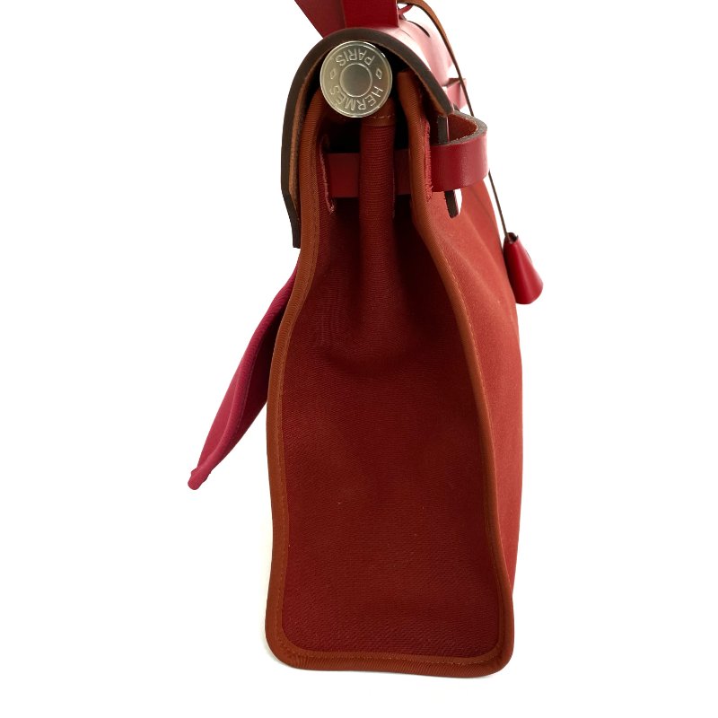 △ Hermes 愛馬仕 Red And Hot Pink Canvas Palladium Plated Metal Herbag 31 2 Way Bag Stamp Z 紅色和桃紅色鍍鈀金屬兩用袋Z刻 - 267000207-3