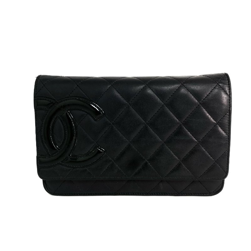 △ Chanel 香奈兒 Black Lambskin Silver Tone Metal Cambon Wallet On Chain No.16 黑色小羊皮銀色金屬鎖鏈銀包No.16 - 257028665-1