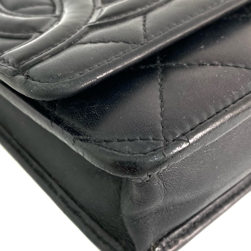 △ Chanel 香奈兒 Black Lambskin Silver Tone Metal Cambon Wallet On Chain No.16 黑色小羊皮銀色金屬鎖鏈銀包No.16 - 257028665-6