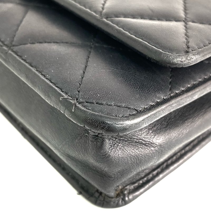 △ Chanel 香奈兒 Black Lambskin Silver Tone Metal Cambon Wallet On Chain No.16 黑色小羊皮銀色金屬鎖鏈銀包No.16 - 257028665-7
