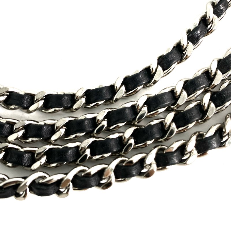 △ Chanel 香奈兒 Black Lambskin Silver Tone Metal Cambon Wallet On Chain No.16 黑色小羊皮銀色金屬鎖鏈銀包No.16 - 257028665-12