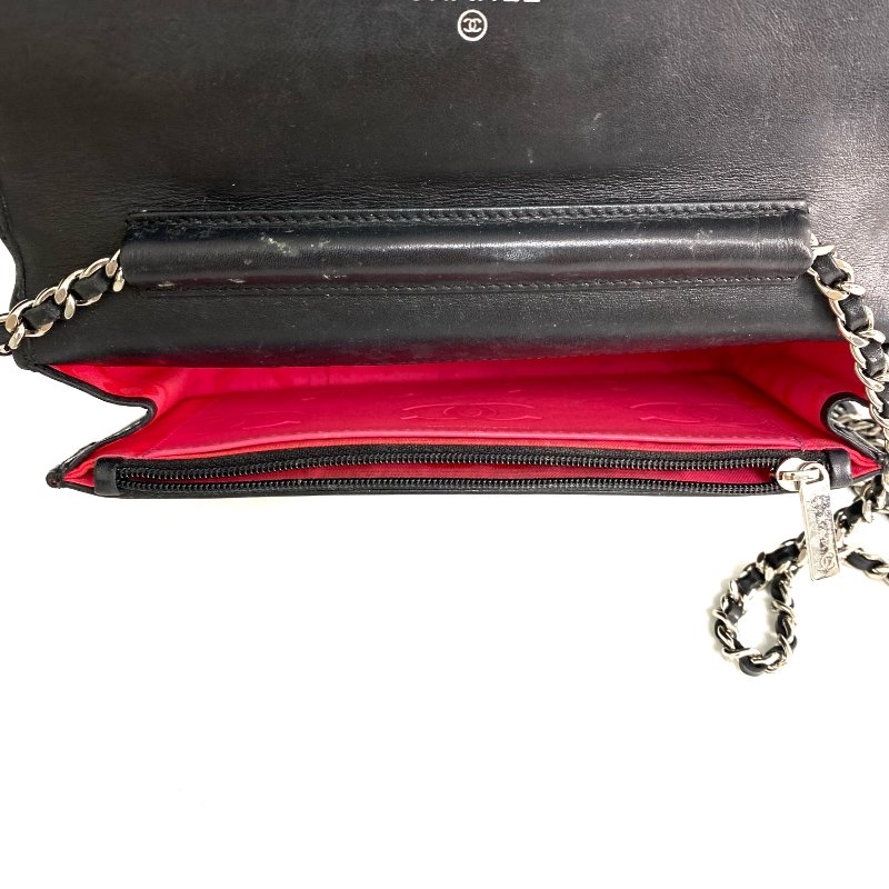 △ Chanel 香奈兒 Black Lambskin Silver Tone Metal Cambon Wallet On Chain No.16 黑色小羊皮銀色金屬鎖鏈銀包No.16 - 257028665-15