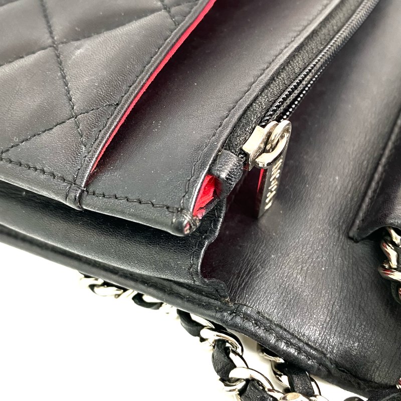 △ Chanel 香奈兒 Black Lambskin Silver Tone Metal Cambon Wallet On Chain No.16 黑色小羊皮銀色金屬鎖鏈銀包No.16 - 257028665-19
