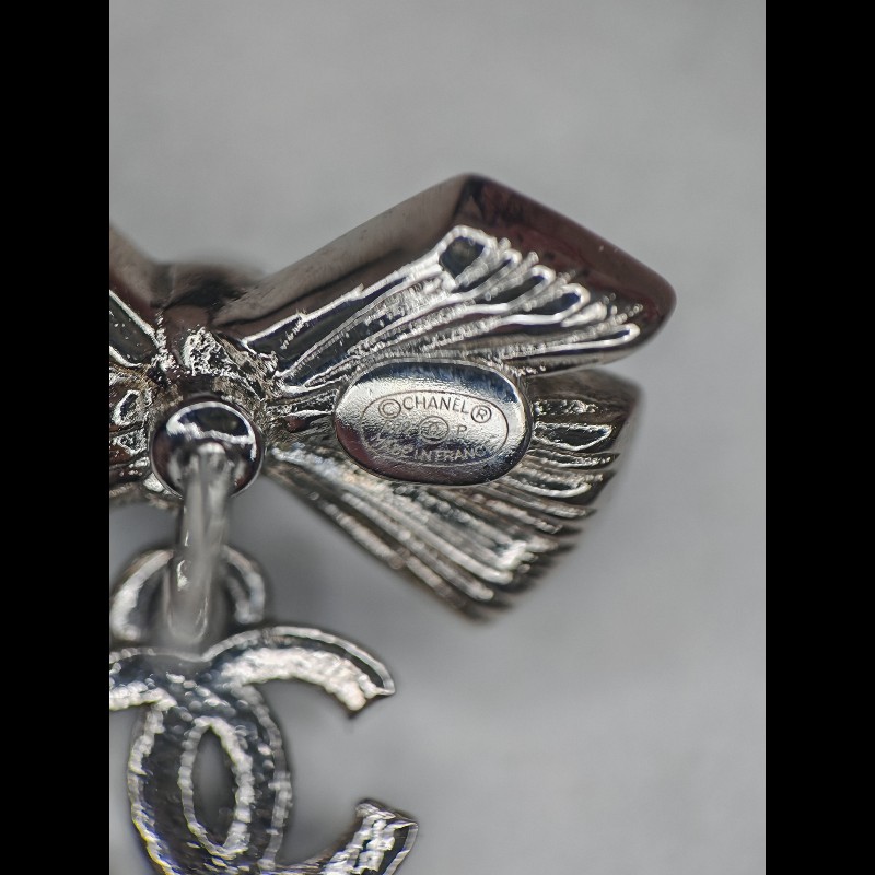 Chanel 23B 滿鑽蝴蝶結雙C耳環-2