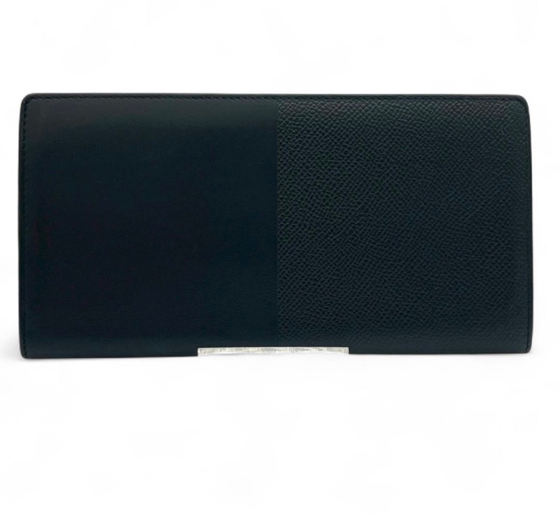 Hermès 愛馬仕曼哈頓雙折長黑色皮夾-1