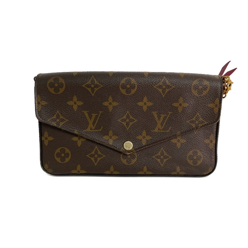 △ Louis Vuitton 路易威登 Brown Coated Canvas Monogram Félicie Pochette Chain Shoulder Bag M81896 啡色塗層帆布經典老花鎖鏈肩背袋 - 257028879-1