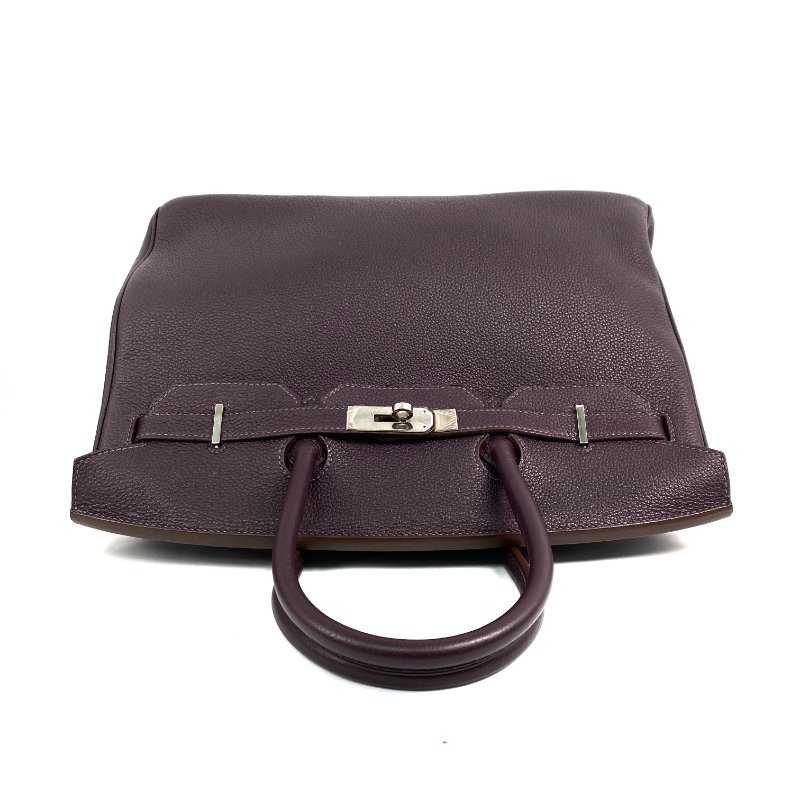 △ Hermes 愛馬仕 Raisin Togo Calfskin Palladium Plated Metal Birkin 35 Hand Bag Stamp [Q] 葡萄紫色Togo小牛皮鍍鈀金屬手袋[Q]刻 - 267000209-6