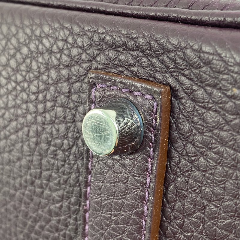 △ Hermes 愛馬仕 Raisin Togo Calfskin Palladium Plated Metal Birkin 35 Hand Bag Stamp [Q] 葡萄紫色Togo小牛皮鍍鈀金屬手袋[Q]刻 - 267000209-12