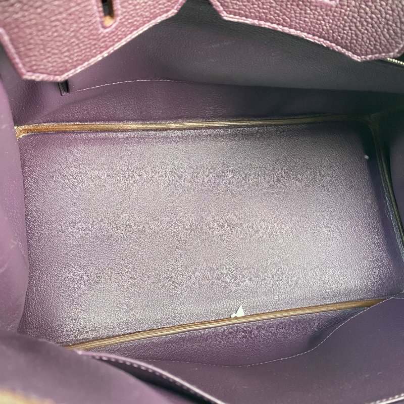 △ Hermes 愛馬仕 Raisin Togo Calfskin Palladium Plated Metal Birkin 35 Hand Bag Stamp [Q] 葡萄紫色Togo小牛皮鍍鈀金屬手袋[Q]刻 - 267000209-18