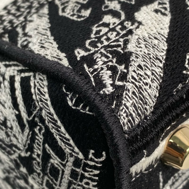 △ Dior 迪奧 Black And White Canvas Lady D-Lite 2 Way Bag 黑色和白色帆布兩用袋 - 267000202-5