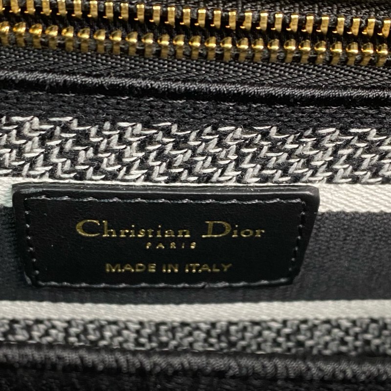 △ Dior 迪奧 Black And White Canvas Lady D-Lite 2 Way Bag 黑色和白色帆布兩用袋 - 267000202-19