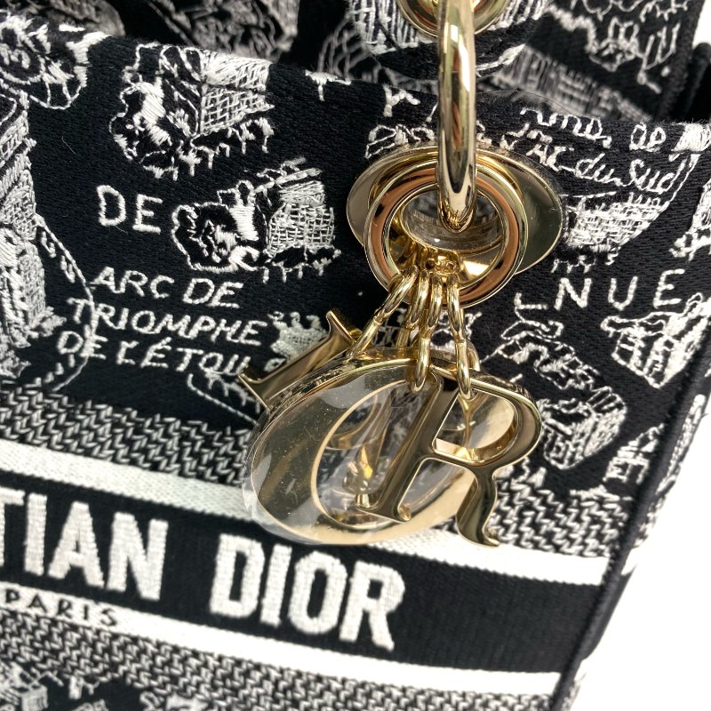 △ Dior 迪奧 Black And White Canvas Lady D-Lite 2 Way Bag 黑色和白色帆布兩用袋 - 267000202-21