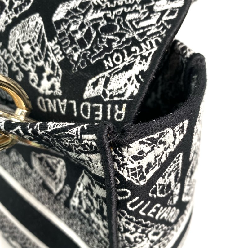 △ Dior 迪奧 Black And White Canvas Lady D-Lite 2 Way Bag 黑色和白色帆布兩用袋 - 267000202-23