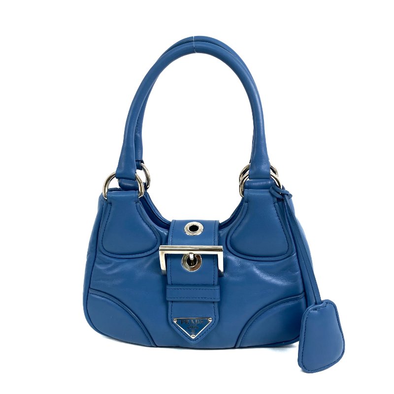 △ Prada 普拉達 Blue Nappa Leather Moon 2 Way Bag 1BA381 藍色納帕皮革兩用袋 - 267000243-1