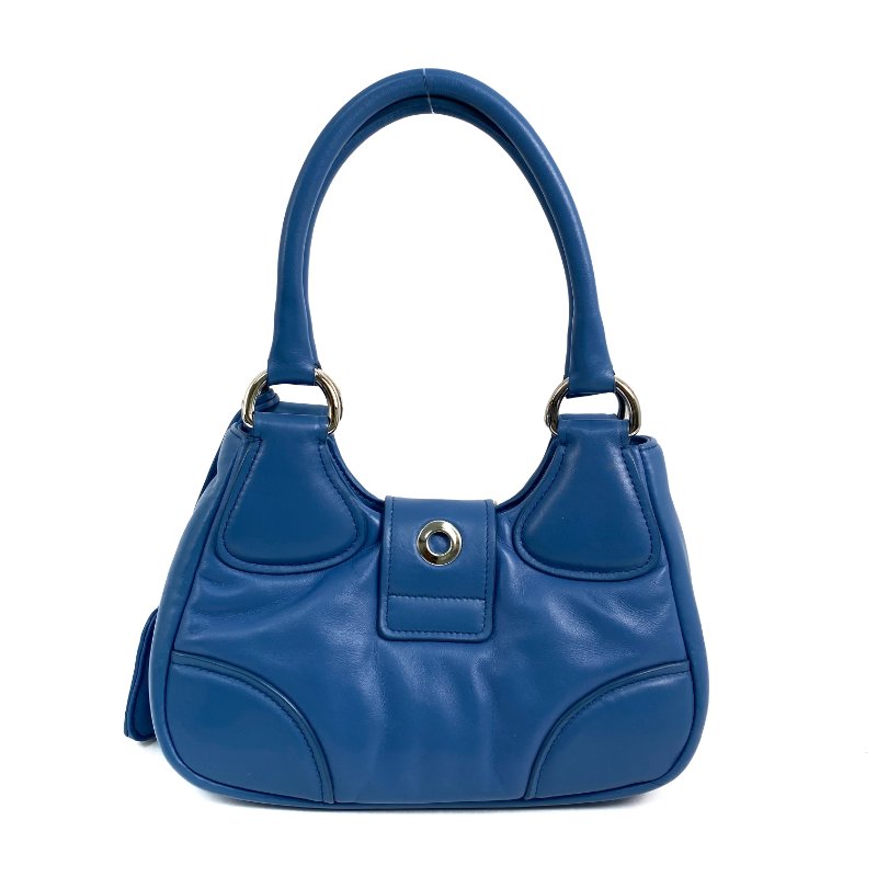 △ Prada 普拉達 Blue Nappa Leather Moon 2 Way Bag 1BA381 藍色納帕皮革兩用袋 - 267000243-2