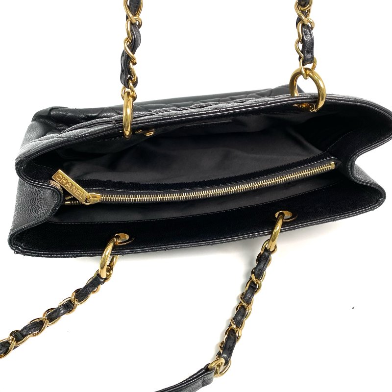 △ Chanel 香奈兒 GST Black Caviar Skin Gold Tone Metal Grand Shopping Tote Bag No.15 黑色粒紋小牛皮金色金屬鎖鏈托特袋No.15 - 257028915-12