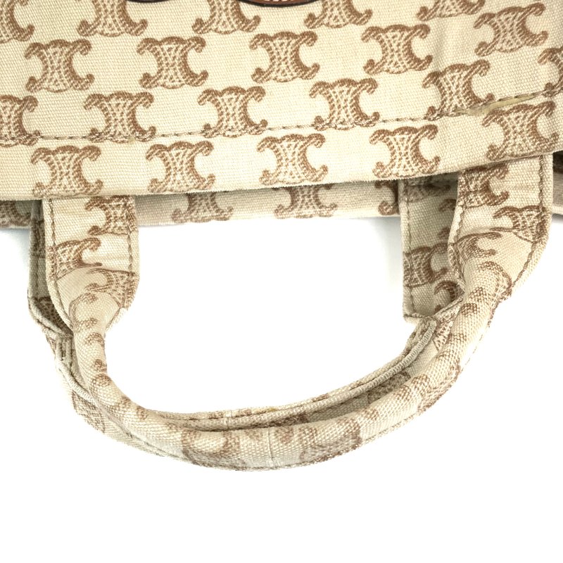 △ Celine 思琳 Beige And Brown Canvas Small Cabas Thais 2 Way Bag 米黃色和啡色帆布兩用袋 - 267000146-11