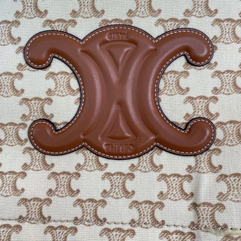 △ Celine 思琳 Beige And Brown Canvas Small Cabas Thais 2 Way Bag 米黃色和啡色帆布兩用袋 - 267000146-15