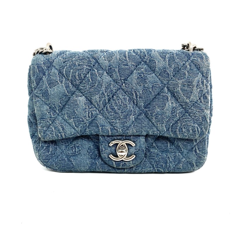 △ Chanel 香奈兒 Blue Denim Silver Tone Metal Heart Crush Mini Single Flap Chain Shoulder Bag AS3829 藍色牛仔布銀色金屬迷你鎖鏈肩背袋 - 267000242-1